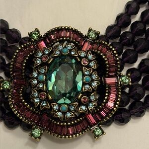 Heidi Daus Stunning Deep Purple Strands Statement Necklace Bold & Beautiful 🪄NWT
